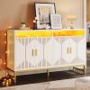 imageYITAHOME Modern Sideboard Buffet with Drawers 55quot Buffet Cabinet with Storage Coffee Bar Cabinets for Hallway Entryway Kitchen or Living Room WhiteWhite