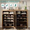 imageYITAHOME Rattan Shoe Cabinet with Doors Farmhouse Shoe Storage Organizer Cabinet with Adjustable Shelves and Handles 6Tier 45quot Tall Shoe Organizer for Entryway Hallway Living Room Caramel OakCaramel Oak