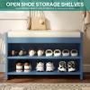 imageYITAHOME Shoe Bench with Storage 2Tier Shoe Bench Entryway Shoe Storage with Cushion and Side Handles 2835quot Shoe Rack Organizer for Hallway Living Room Bedroom BlueBlue