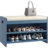 imageYITAHOME Shoe Bench with Storage 2Tier Shoe Bench Entryway Shoe Storage with Cushion and Side Handles 2835quot Shoe Rack Organizer for Hallway Living Room Bedroom BlueBlue