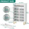 imageYITAHOME Shoe Cabinet Entryway Modern Shoe Storage Wooden with Drawer and LED Lights Freestanding Shoe Organizer Narrow Farmhouse Shoe Cabinet for Living Room WhiteLEDWhite