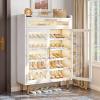 imageYITAHOME Shoe Cabinet Entryway Modern Shoe Storage Wooden with Drawer and LED Lights Freestanding Shoe Organizer Narrow Farmhouse Shoe Cabinet for Living Room WhiteLEDWhite