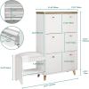 imageYITAHOME Shoe Cabinet with 3 Flip Drawers Hidden Shoe Storage Cabinet with Shoe Bench for Entryway Gold Handle Modern Freestanding Shoe Rack White Living Room OrganizerWhite