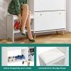 imageYITAHOME Shoe Cabinet with 3 Flip Drawers Hidden Shoe Storage Cabinet with Shoe Bench for Entryway Gold Handle Modern Freestanding Shoe Rack White Living Room OrganizerWhite
