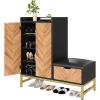 imageYITAHOME Shoe Cabinet with Door for Entryway Large 5Tier Shoe Cabinet with Bench Hidden Shoe Storage Organizer Cabinet for Entryway Black