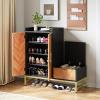 imageYITAHOME Shoe Cabinet with Door for Entryway Large 5Tier Shoe Cabinet with Bench Hidden Shoe Storage Organizer Cabinet for Entryway Black