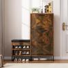 imageYITAHOME Shoe Storage Cabinet Entryway 2 Flip Drawers Freestanding Organizer With Metal Legs Narrow Storage Rack Cabinet Rustic BrownRustic Brown