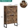 imageYITAHOME Shoe Storage Cabinet Entryway 2 Flip Drawers Freestanding Organizer With Metal Legs Narrow Storage Rack Cabinet Rustic BrownRustic Brown