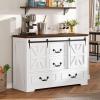 imageYITAHOME Storage Cabinet with 5 Drawers Farmhouse Sideboard Buffet Cabinet with Storage Coffee Bar Cabinets for Dining Room Antique White4 drawers47W