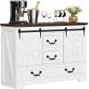 imageYITAHOME Storage Cabinet with 5 Drawers Farmhouse Sideboard Buffet Cabinet with Storage Coffee Bar Cabinets for Dining Room Antique White4 drawers47W