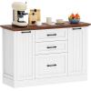 imageYITAHOME Storage Cabinet with 5 Drawers Farmhouse Sideboard Buffet Cabinet with Storage Coffee Bar Cabinets for Dining Room Antique White5 drawers