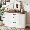 imageYITAHOME Storage Cabinet with 5 Drawers Farmhouse Sideboard Buffet Cabinet with Storage Coffee Bar Cabinets for Dining Room Antique White5 drawers