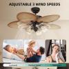 imageYITAHOME Tropical Ceiling Fans with Light and Remote 52 Inch Palm Leaf Fanlight with Clear Seeded Glass Light Kit 3 Speed 4 Timer Silent Reversible DC Motor Brown