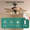 imageYITAHOME Tropical Ceiling Fans with Light and Remote 52 Inch Palm Leaf Fanlight with Clear Seeded Glass Light Kit 3 Speed 4 Timer Silent Reversible DC Motor Brown
