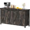 imageYITAHOME 55 Farmhouse Sideboard Buffet Cabinet with Storage Large Kitchen Storage Cabinet with 4 Doors Coffee Bar Cabinet with Adjustable Shelf for Kitchen Living Room Dark OakDark Oak