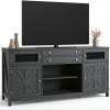 imageYITAHOME Farmhouse TV Stand for 6555 Inch Television Entertainment Center Television Stand with Drawers ampamp Door 59quot Media Console TV Cabinet for Living Room Antique WhiteDark Grey