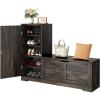 imageYITAHOME Shoe Cabinet Shoe Organizer with Storage Bench and Adjustable Shelves Farmhouse Entryway Shoe Cabinet LShaped Shoe Bench with Storage for Hallway Living Room Mudroom Office Rustic OakRustic Oak