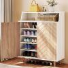 imageYITAHOME Shoe Cabinet with Doors 5Tier Shoe Storage Cabinet with Open Shelves Large Capacity Wooden Shoes Rack Organizer with Pine Wood Legs for EntrywayHallwayCloset WhiteWhite