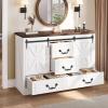 imageYITAHOME Storage Cabinet with 5 Drawers Farmhouse Sideboard Buffet Cabinet with Storage Coffee Bar Cabinets for Dining Room Antique White4 drawers47W