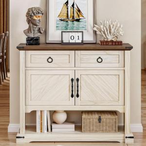 imageYITAHOME Farmhouse Console Table  2Door ampamp 2Drawer Wood Storage Cabinet  Coffee Bar ampamp Sofa Table with Open Shelf  MultiPurpose Buffet Sideboard for Hallway Entryway Dining Room ampamp Living RoomConsole Table