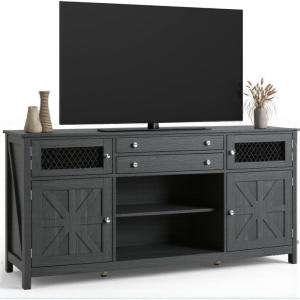 imageYITAHOME Farmhouse TV Stand for 6555 Inch Television Entertainment Center Television Stand with Drawers ampamp Door 59quot Media Console TV Cabinet for Living Room Antique WhiteDark Grey
