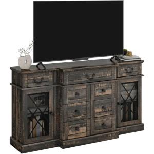 imageYITAHOME Farmhouse TV Stand for 6555 Inch Television Entertainment Center Television Stand with Drawers ampamp Door 59quot Media Console TV Cabinet for Living Room Antique WhiteDark Rustic Oak
