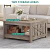 imageYITAHOME Coffee Table Farmhouse Coffee Table with Storage Rustic Wood Cocktail Table Square Coffee Tables for Living Meeting Room with Half Open Storage Compartment Grey WashGrey