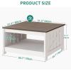 imageYITAHOME Coffee Table Farmhouse Coffee Table with Storage Rustic Wood Cocktail Table Square Coffee Tables for Living Meeting Room with Half Open Storage Compartment Grey WashBrown and White