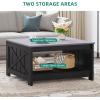 imageYITAHOME Coffee Table Farmhouse Coffee Table with Storage Rustic Wood Cocktail Table Square Coffee Tables for Living Meeting Room with Half Open Storage Compartment Grey WashGrey and Black