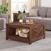 imageYITAHOME Coffee Table Farmhouse Coffee Table with Storage Rustic Wood Cocktail Table Square Coffee Tables for Living Meeting Room with Half Open Storage Compartment Grey WashWalnut