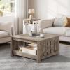 imageYITAHOME Coffee Table Farmhouse Coffee Table with Storage Rustic Wood Cocktail Table Square Coffee Tables for Living Meeting Room with Half Open Storage Compartment Grey WashGrey
