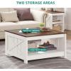 imageYITAHOME Coffee Table Farmhouse Coffee Table with Storage Rustic Wood Cocktail Table Square Coffee Tables for Living Meeting Room with Half Open Storage Compartment Grey WashBrown and White