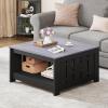 imageYITAHOME Coffee Table Farmhouse Coffee Table with Storage Rustic Wood Cocktail Table Square Coffee Tables for Living Meeting Room with Half Open Storage Compartment Grey WashGrey and Black