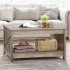 imageYITAHOME Coffee Table Farmhouse Coffee Table with Storage Rustic Wood Cocktail Table Square Coffee Tables for Living Meeting Room with Half Open Storage Compartment Grey WashGrey