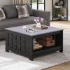 imageYITAHOME Coffee Table Farmhouse Coffee Table with Storage Rustic Wood Cocktail Table Square Coffee Tables for Living Meeting Room with Half Open Storage Compartment Grey WashGrey and Black