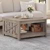 imageYITAHOME Coffee Table Farmhouse Coffee Table with Storage Rustic Wood Cocktail Table Square Coffee Tables for Living Meeting Room with Half Open Storage Compartment Grey WashGrey
