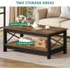 imageYITAHOME Coffee Table for Living Room Modern Farmhouse Coffee Table with Storage 2Tier Center Table Wood Living Room Table Accent Cocktail with Sturdy Frame BlackRustic Brown