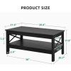 imageYITAHOME Coffee Table for Living Room Modern Farmhouse Coffee Table with Storage 2Tier Center Table Wood Living Room Table Accent Cocktail with Sturdy Frame BlackBlack