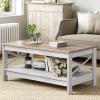 imageYITAHOME Coffee Table for Living Room Modern Farmhouse Coffee Table with Storage 2Tier Center Table Wood Living Room Table Accent Cocktail with Sturdy Frame BlackGrey Wash