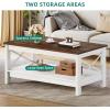 imageYITAHOME Coffee Table for Living Room Modern Farmhouse Coffee Table with Storage 2Tier Center Table Wood Living Room Table Accent Cocktail with Sturdy Frame BlackBrown and White