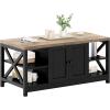 imageYITAHOME Coffee Table for Living Room Modern Farmhouse Coffee Table with Storage 2Tier Center Table Wood Living Room Table Accent Cocktail with Sturdy Frame BlackBrown and Black