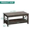 imageYITAHOME Coffee Table for Living Room Modern Farmhouse Coffee Table with Storage 2Tier Center Table Wood Living Room Table Accent Cocktail with Sturdy Frame BlackDark Rustic Oak