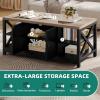 imageYITAHOME Coffee Table for Living Room Modern Farmhouse Coffee Table with Storage 2Tier Center Table Wood Living Room Table Accent Cocktail with Sturdy Frame BlackBrown and Black