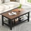 imageYITAHOME Coffee Table for Living Room Modern Farmhouse Coffee Table with Storage 2Tier Center Table Wood Living Room Table Accent Cocktail with Sturdy Frame BlackBrown and Black