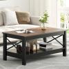 imageYITAHOME Coffee Table for Living Room Modern Farmhouse Coffee Table with Storage 2Tier Center Table Wood Living Room Table Accent Cocktail with Sturdy Frame BlackBrown and Black