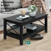 imageYITAHOME Coffee Table for Living Room Modern Farmhouse Coffee Table with Storage 2Tier Center Table Wood Living Room Table Accent Cocktail with Sturdy Frame BlackBlack