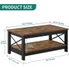imageYITAHOME Coffee Table for Living Room Modern Farmhouse Coffee Table with Storage 2Tier Center Table Wood Living Room Table Accent Cocktail with Sturdy Frame BlackRustic Brown