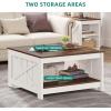 imageYITAHOME Coffee Table with Storage Square Coffee Tables for Living Meeting Room Farmhouse Coffee Table with Large Half Open Storage Compartment Rustic Wood Cocktail Table BlackWalnut