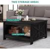 imageYITAHOME Coffee Table with Storage Square Coffee Tables for Living Meeting Room Farmhouse Coffee Table with Large Half Open Storage Compartment Rustic Wood Cocktail Table BlackBlack