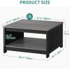 imageYITAHOME Coffee Table with Storage Square Coffee Tables for Living Meeting Room Farmhouse Coffee Table with Large Half Open Storage Compartment Rustic Wood Cocktail Table BlackGray  Black